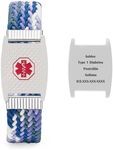 BAIYI HOPE Medical Alert Bracelet Personalized Nylon Braided Elastic Medic Emergency ID Wristbands Free Engraving Stainless Steel Medical Health Alert Bracelet for Women and Men 6-8in Adjustable, 8