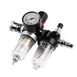 MOCNT 1/4" Air Filter Regulator Air Compressor Moisture Trap Kit Oil Water Lubricator Separator Pressure Reducer Pneumatic Components Processor Quick Connector