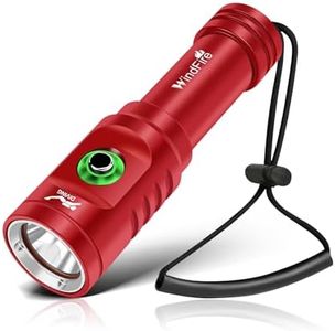 WINDFIRE TS08 Dive Light, Bright Diving Flashlight with Power Indicator, IPX8 Waterproof, Narrow-Angle Beam, 3 Light Modes Scuba & Snorkeling Torch for Diving, Caving, Underwater Exploration
