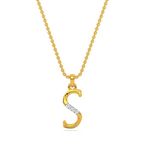 KISNA Real Diamond Alphabet S 14KT Yellow Gold Initial Pendant for Woman