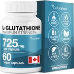 CelluGreen 725mg L-Glutathione MOST POWERFUL AVAILABLE Antioxidant Support for Cellular Health, Liver Detox, Skin & Immune Health, Vegan, Made in Canada. 60 Capsules