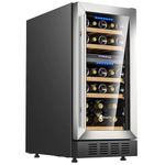 KingChii 15 Inch 26 Bottle Dual Zone Wine Cooler Refrigerator Professional Compressor, Stainless Steel & Tempered Glass For Red Wine, Champagne - Built-in or Freestanding for Home,Office, or Kitchen