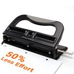 Kissdeer 2/3 Hole Punch, Adjustable Heavy-Duty Desktop Three Hole Puncher - 40-Sheet Capacity, 50% Less Effort, Ideal for School or Office Use, Black Metal