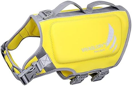 VIVAGLORY Lightweight Dog Life Jacket, Pet Life Preserver Life Vest Skin-Friendly Neoprene for Large Dogs with D-Ring and Quick Release Buckle, Yellow