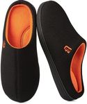 LongBay Men's Two Tone Memory Foam Slippers Slip-On Comfy House Shoes for Indoor Outdoor Orange, 9