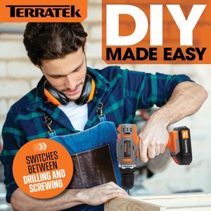 Terratek 18V Cordless Drill Set – Battery Powered Electric Driver