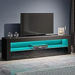 Panana 120cm TV Stand 2 Doors Storages TV Cabinet Big Shelf With RGB LED Lights for TVs 22inch to 55inch (Black)