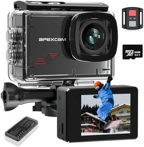 Apexcam M80 mit 64G Karte Action Cam 4K60FPS 48MP WLAN Sportskamera Unterwasserkamera 40m Wasserdicht 170 ° Weitwinkel 2.4G Fernbedienung 2x1350mAh Akkus mit Zubehör Halterungs-Set