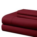 Cathay Home Essentials Ultra Soft Hypoallergenic Wrinkle Resistant Double Brushed Microfiber Bedding Sheet Set, Burgundy, King