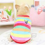 KUTKUT Fleece Shirt|Soft Flannel Button Closure Stripes Pattern Dog Warm Clothes for ShihTzu,Poodle etc|Winter Thermal Pullover Clothes for Puppy French Bulldog,Pug etc(Size:L,Chest:50cm,Length:30cm)