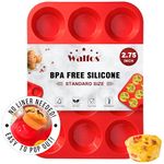 Walfos Silicone Muffin Pan, 12 Cups Non-Stick Silicone Cupcake Pan, BPA Free Silicone Muffin Tray Great for Making Egg Muffin, Cakes, Tart, Bread - Dishwasher Safe