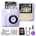 GREENKINDER Kids Camera Instant Print, 2.4'' Instant Print Camera for Kids with 32GB Card & 3 Rolls Print Paper, 1080P HD Kids Digital Camera, Birthday Kids Toys Gifts for Boys & Girls Age 3-12