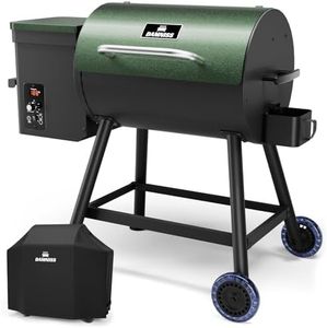DAMNISS Electric Wood Pellet Smoker Grill 8 In 1 BBQ Grills for Outdoor Grill with Auto Feed & PID Temperature Control (180-450°F) and Rain Cover 456 Sq.In Cook Area for Backyard New House Gifts