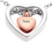 MCJKP Ashes Jewellery Nan Heart Cremation Jewellery Urn Necklace for Ashes Charm Stainless Steel Ashes Holder Keepsake Waterproof Memorial Lockets for Ashes of Loved Ones