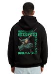 INDIE APES ONE Piece Zoro Pullover Black Cotton Hoodie (Large)