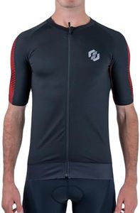 SLS3 Tri Top Men - Short Sleeves Mens Triathlon Top - Mens Triathlon Shirt - Triathlon Men Singlet - Aero FX Triathlon Shirts Men, Back Pocket (Cardinal Blur, Small)