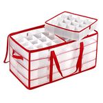 SONGMICS Large Christmas Ornament Storage Boxes, 3-Inch Balls, 128 Slots, Plastic Christmas Storage Container, Cherry Red URFB029T01