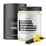 New Home Candle - 220g Soy Wax with Madagascan Vanilla, Jasmine & Sugared Almond - Housewarming or New Home Gift for Couple Moving in - Funny Candles by Makester