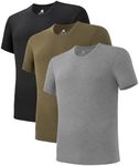 DAVID ARCHY Men's Undershirt Rayon Made from Bamboo Moisture-Wicking T Shirts Heather Stretch Crewneck Tees for Men, 3-Pack (XXL, Black/Heather Olive Green/Heather Dark Gray)