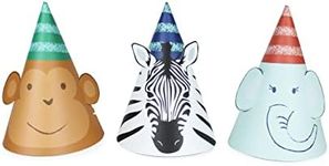 Merrilulu Party Animals Party Hats, 12 ct | Zebra, Elephant, Monkey