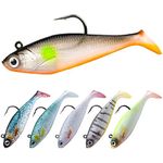 GOTOUR Fishing Lures for Bass, Pre-Rigged Soft Swimbait with Ultra Sharp Hook, Weedless Bass Lures, Pike Trout Walleye Striped Bass Fishing Lure, Premium Fishing Bait for Freshwater and Saltwater