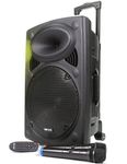 Portable PA Speaker System with Bluetooth, USB - MP3, 2 Wireless Microphones 15" Woofer, Loud 500w Power, Bass & Treble Controls (VS-P120)