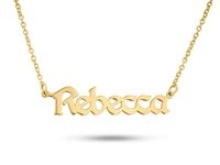 Customized Old English Sterling Silver Name Necklace - Personalised Dainty Pendant for Women, Girls, and Teenagers - Unique Birthday Gift Idea (18K Gold)