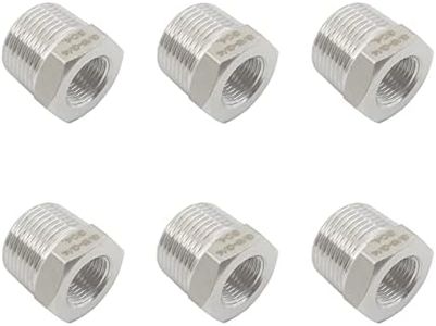 6PCS Stainless Steel Pipe Fitting, TTZEZE Heavy Duty Thread Reducer Hex Bushing Adapter, Reducing Cast Pipe Adapter Fitting Hose Tube Adapter Convert (3/4MNPT x 3/8FNPT)