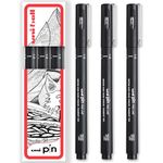 uni-ball PIN Fineliners | Black Fine Tipped Writing Pens | Water & Fade Resistant Ink | Ideal for Sketching, Scrapbooking, Outlining, Art, Technical Drawing | In Gift Box (Pack of 3, 1.0mm)