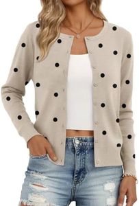 Trendy Queen Women's Lightweight Knit Cardigan Apricot Dots M