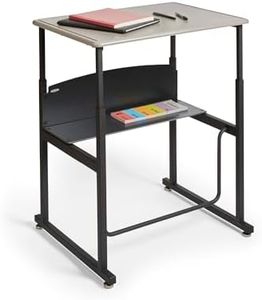 Safco AlphaBetter Stand-Up Student Desk, Features a Swinging Pendulum Footrest Bar & a 28” W x 20” D Durable Desktop, Adjustable Height, Gray