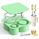 PKBD Ice Cube Tray Mold for Stanley Cup 40oz 30oz 20oz 14oz Tumbler Accessories with Lid, Chilling Cocktails, Whiskey, Coffee, Tea, Includes Stainless Steel Clip, Light Green