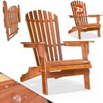 CASARIA® Set of 2 Adirondack Sun Loungers | Acacia Wood | Foldable | Large Armrests | Conservatory | Garden | Patio | Porch | Wooden Outdoor Furniture