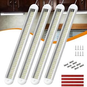 RVZONE 12V LED Interior Light Bar | 120LEDs 1800LM 8W DC 12 Volt led Strip Lights with ON/Off Switch for Camper Truck Van RV Trailer Boat Car Cargo Cabient Lights Fixture Motorhome (4Pack)