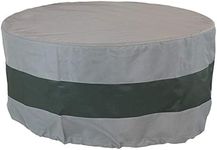 Sunnydaze Round 2-Tone Outdoor Fire Pit Cover - Gray/Green Stripe - Heavy Duty 300D Polyester Exterior Circular Winter Cover for Fire Pit - Waterproof and UV-Resistant - 40-Inch x 18-Inch