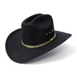 Faux Felt Wide Brim Western Cowboy Hat – Black - 7 5/8