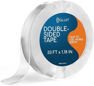 GLUIT New Double Sided Tape Heavy Duty 17.5 lbs Reusable Adhesive Removable Washable Multipurpose Mounting Tape Gel Grip Tape Carpet Tape for Home Office Kitchen Car Poster 33FT