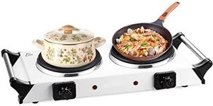 Portable Electric Cooker Hometronix Double Hob Hot Plate Table Top 2500w White