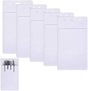 Wisdompro Porte-badge Protecteur de Poche Résistant- Polyvalent- Contient des stylos, des pointeurs, des cartes. Le haut est pré-fendu pour la lanière et a des trous pour l'Étiquette de Nom- Blanc