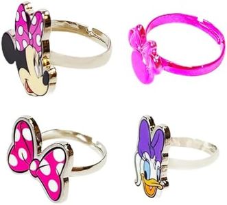 Disney Jewelry: 4-Piece Adjustable Minnie Rings for Girls Disney Cute Rings for Toddlers with metal Charm Dress Up For Girls Perfect Minnie Birthday Gifts For Girls Kid Rings Disney Accessories Age