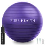 Exercise Fitness Swiss Yoga Ball - Anti Burst Extra thick with Hand Pump for Home Gym -Birthing Ball for Yoga, Pilates, Fitness, Pregnancy & Labour (M (58-65 cm), Purple)