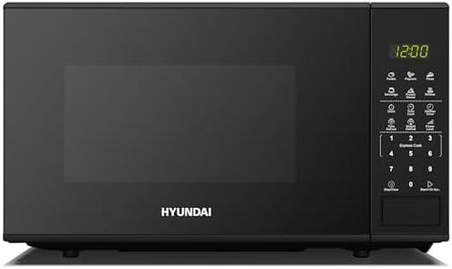 Hyundai 800W 20L Black Digital Microwave, Stainless Steel Interior, 11 Power Levels, Automatic Defrost, 6 Auto Cook Modes, Clock and Timer, Digital Controls, Easy Clean & Child Lock