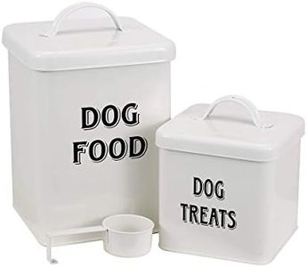 Pethiy - Juego de Contenedor para comida y golosinas para perros y perrito,Cajas Almacenamiento para alimentos para mascotas- con Tapas herméticas y pala - capacidad 1,5kg+0,5kg-Blanco