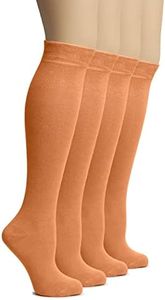 Hugh Ugoli Women's Rayon Knee High Socks | Comfort Seam Long Dress Socks, Soft & Lightweight | 4 Pairs, Hazel, Shoe Size: 5-8