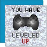 Gamer Birthday Card - You Have Leveled Up - Boys Birthday Cards, Teenager Teenage Games Birthday Greeting Cards, Video Game Gaming Daughter Son Adults Grandson Granddaughter 145mm x 145mm