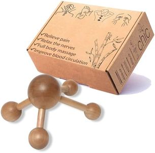 EVIDECO French Home Goods Natural Wooden Handheld Massager - Four-Node Roller
