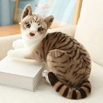 Tickles Cute Cat Soft Stuffed Plush Animal Toy for Kids Birthday Giftss (Color: Brown; Size: 21)