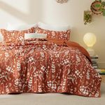 Bedsure Floral Quilt Set Twin - Reversible Red Orange Botanical Quilt Bedding Set, 2 Pieces Lightweight Bedspread, Soft Microfiber Coverlet Set with 1 Pillow Sham for All Seasons (68"x86")