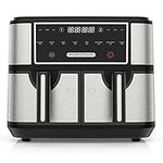 EUARY Best 9L Large Dual Basket Air Fryers for Family,8-In-1 Compact Oven with Smart Finish,Oil Free Double Air Fryer with Cookbook,Timer & Temperature Control,Nonstick 2600w