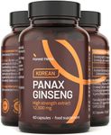 Korean Ginseng Tablets 12500mg - Panax Red Ginseng Extract High Strength - 60 Capsules - Premium Ginseng Root Standardised Ginsenosides - Natural Herbal Supplements for Men & Women - Made in The UK